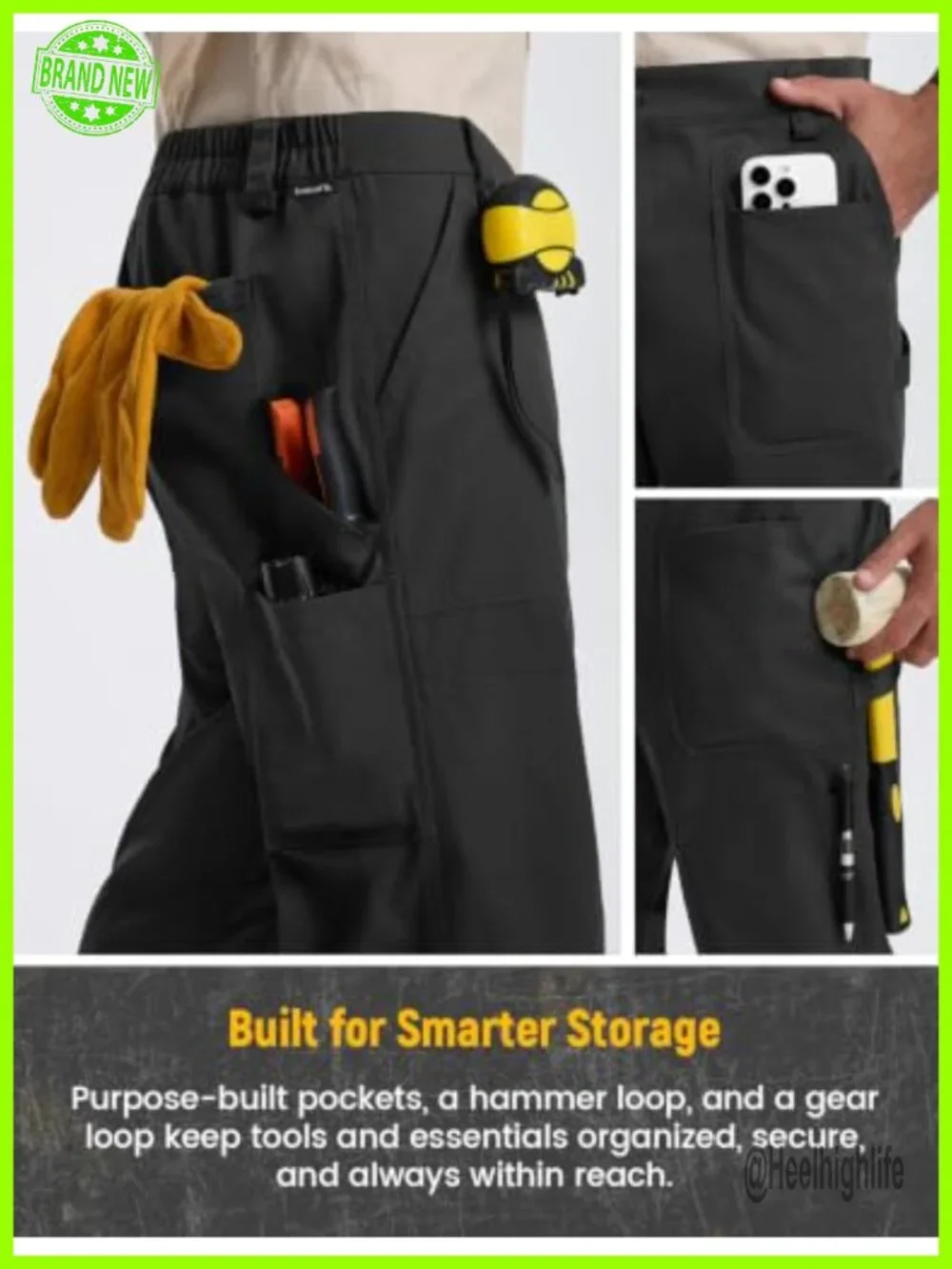 Men's Ripstop Carpenter Cargo Pants Stretch Utility Workwear with Pockets